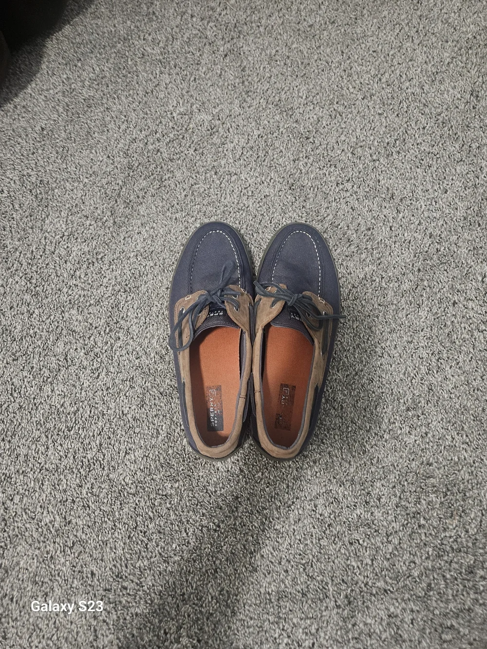 Sperry Navy and Brown Leather-Trim Boat Shoes